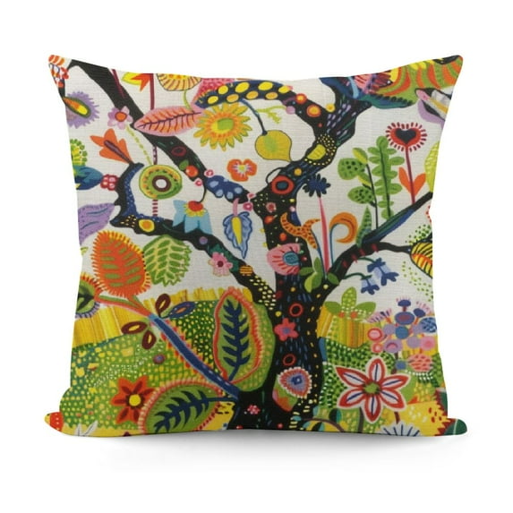 ONETECH Tropical Fruits Floral Throw Pillow Covers Designer Decorative Pillow Case Square Vegetable Tree Pillowcase Cushion Cover for Home Decor Indoor/Outdoor Sofa Living Room Couch Bed