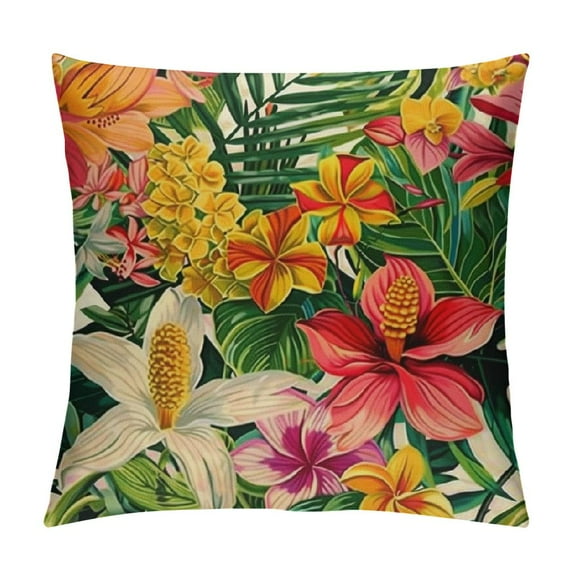 ONETECH Tropical Leaves Throw Pillow Covers Parrot &Turtle Leaf &Red Flower Pattern Pillowcases Home Decorative Cushion Covers