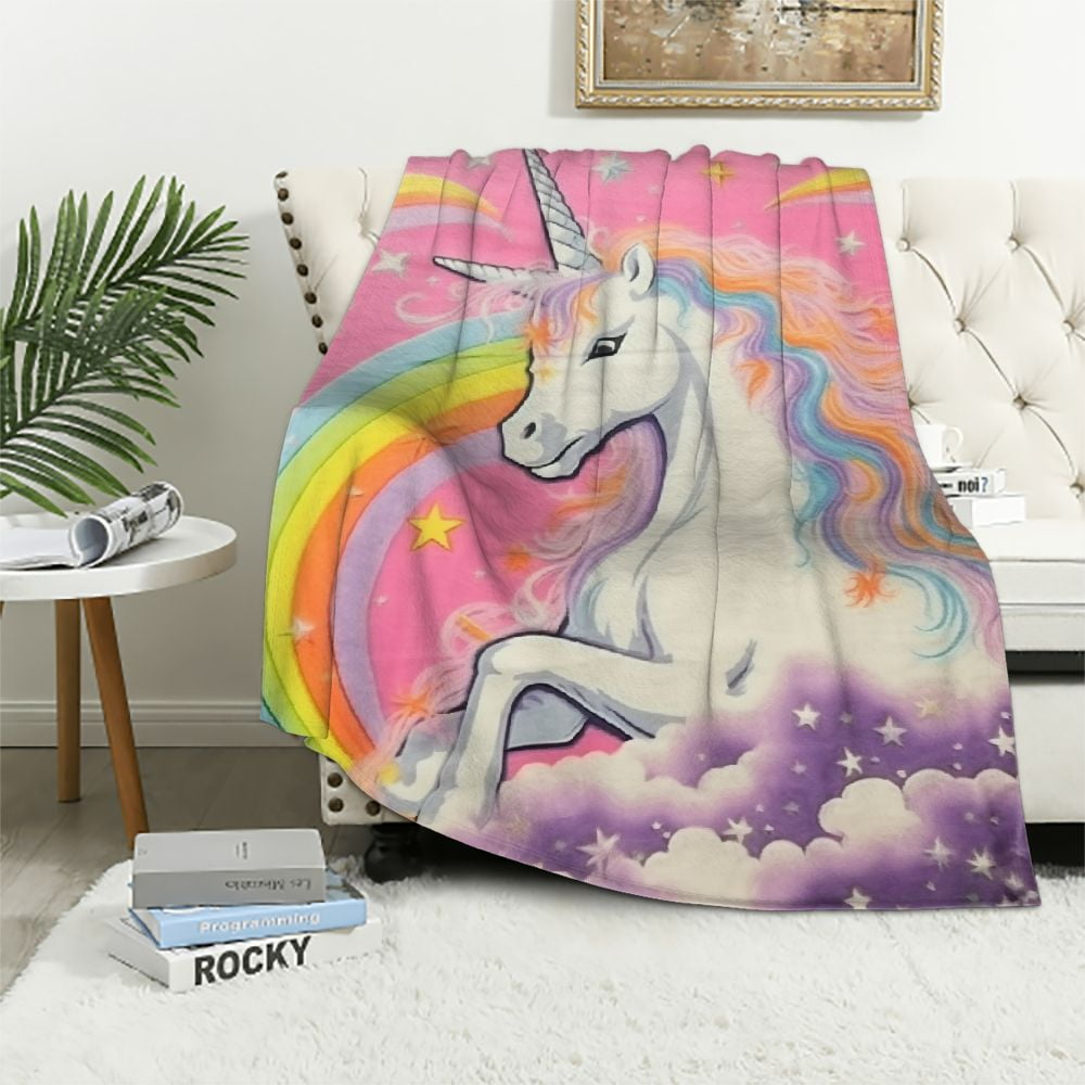 ONETECH Unicorn Blanket for Girls Kids Soft Pink Unicorn Throw Blanket