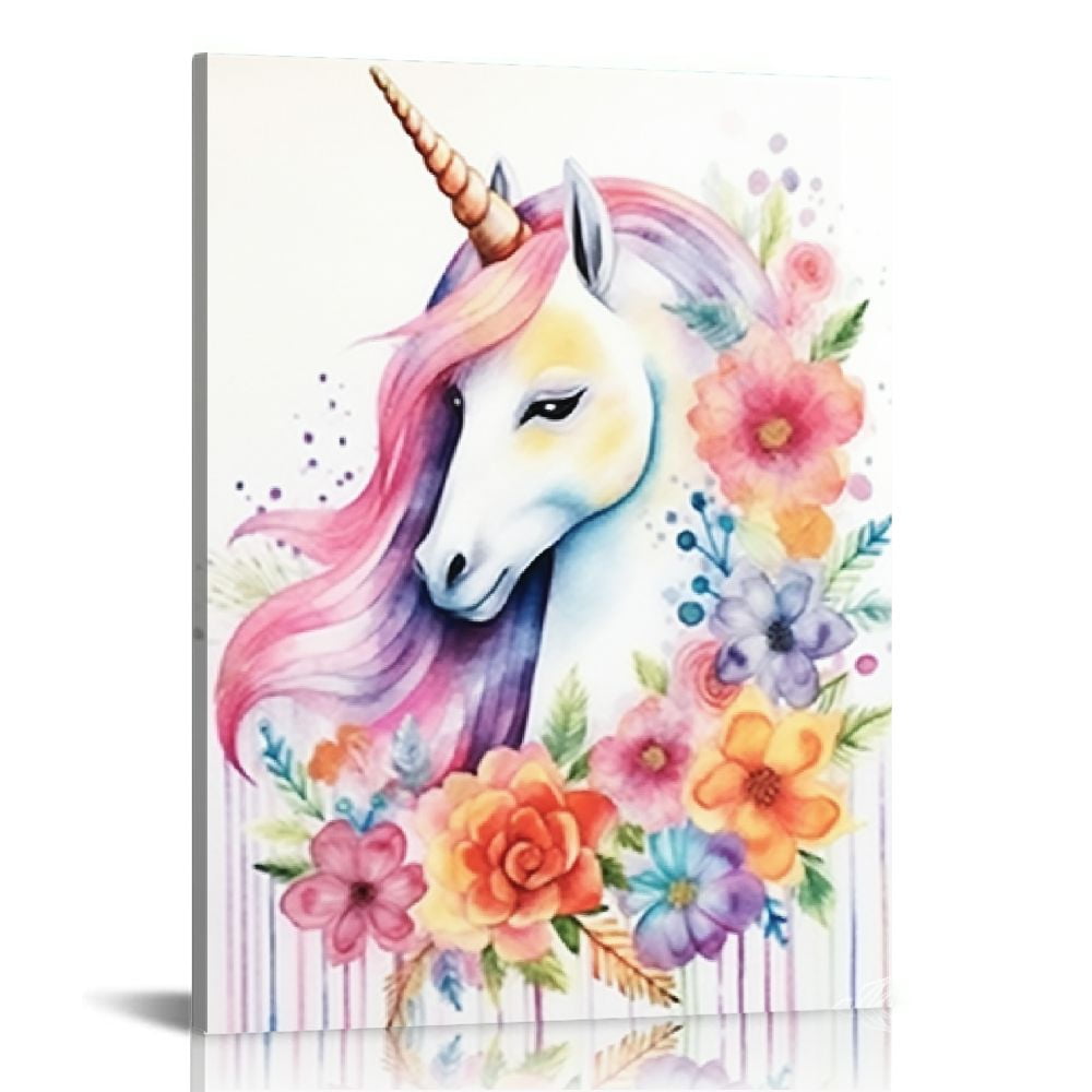 ONETECH Unicorn Wall Art for Girls Bedroom Wall Decor Colorful Rainbow ...
