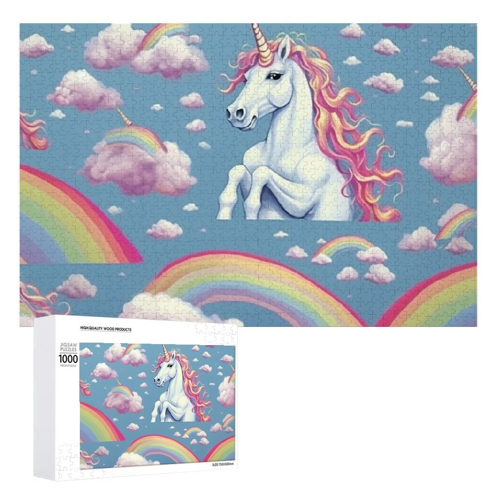 ONETECH Unicorns Clouds Rainbow Wooden Jigsaw Puzzle for Adults and ...