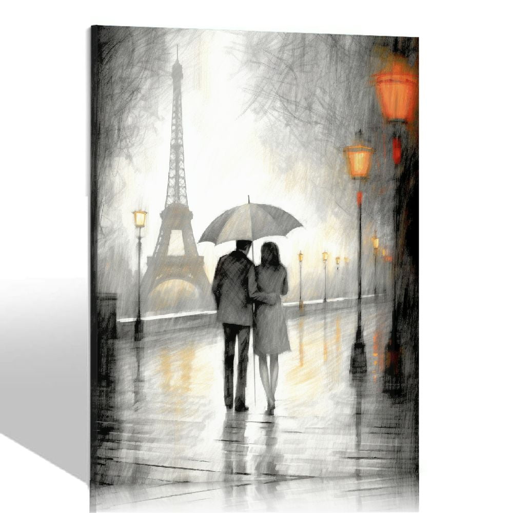 Unique Romantic Paris Wall Decor, 12x16in Canvas Wall Art