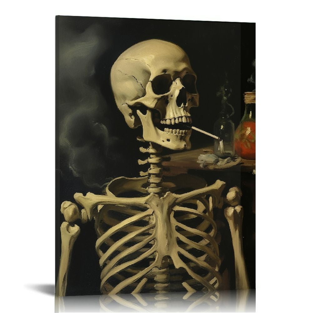 ONETECH Van Gogh Skull Of a Skeleton With Burning Cigarette Art Prints  Poster - Famous Painting Reproduction Van Gogh Skeleton Smoking Canvas Wall  Art for Home Office Decor - Unique Gift