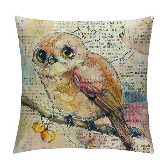 FUMJ  Vintage Animal Throw Pillow Covers Wild Animals Black Bear Fox Owl Hamster Square Decorative Cushion Covers with Rustic Lettering Pillowcases Cushion Case