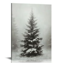 ONETECH Vintage Christmas Canvas Wall Art Pine Tree Botanical Wall Art Prints Poster Winter Scene Forest Landscape Snow Painting Pictures Farmhouse Aesthetics Decor  12x16 in