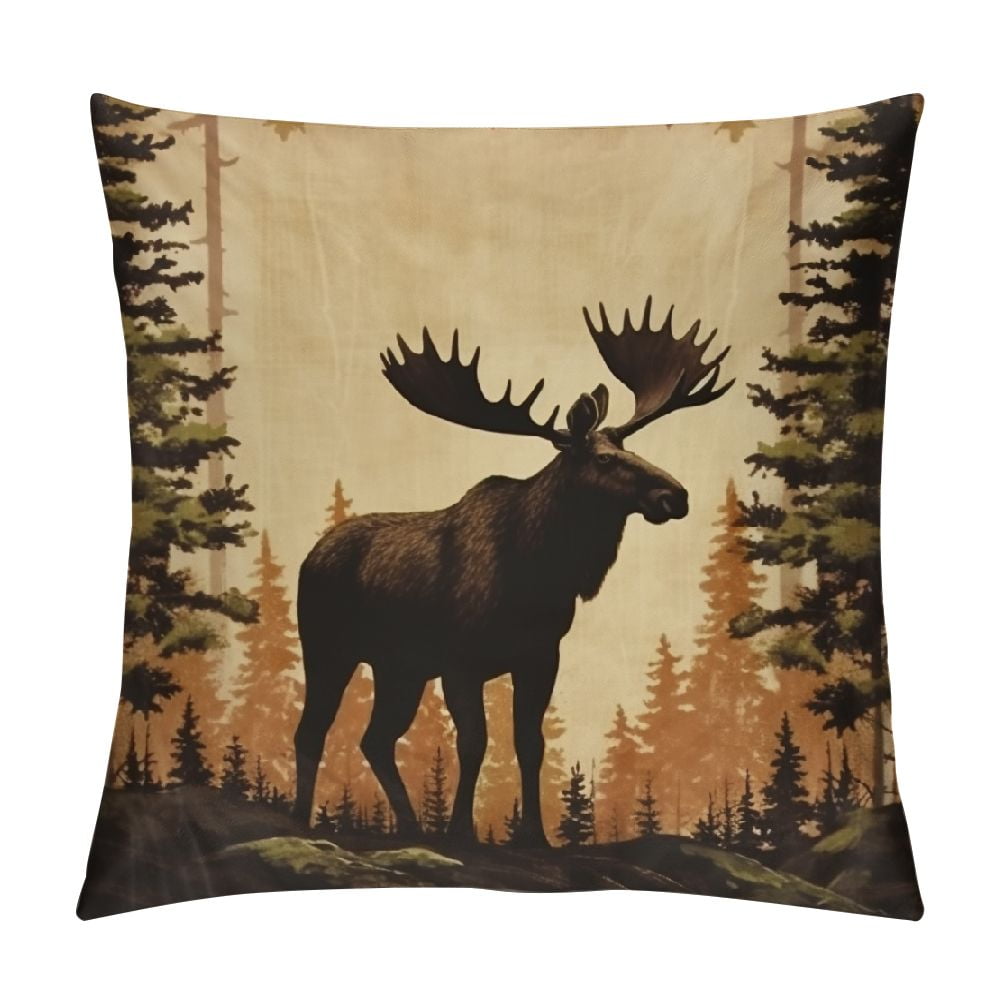 ONETECH Vintage Deer Throw Pillow Covers,Cabin Deer Hunting Pattern ...