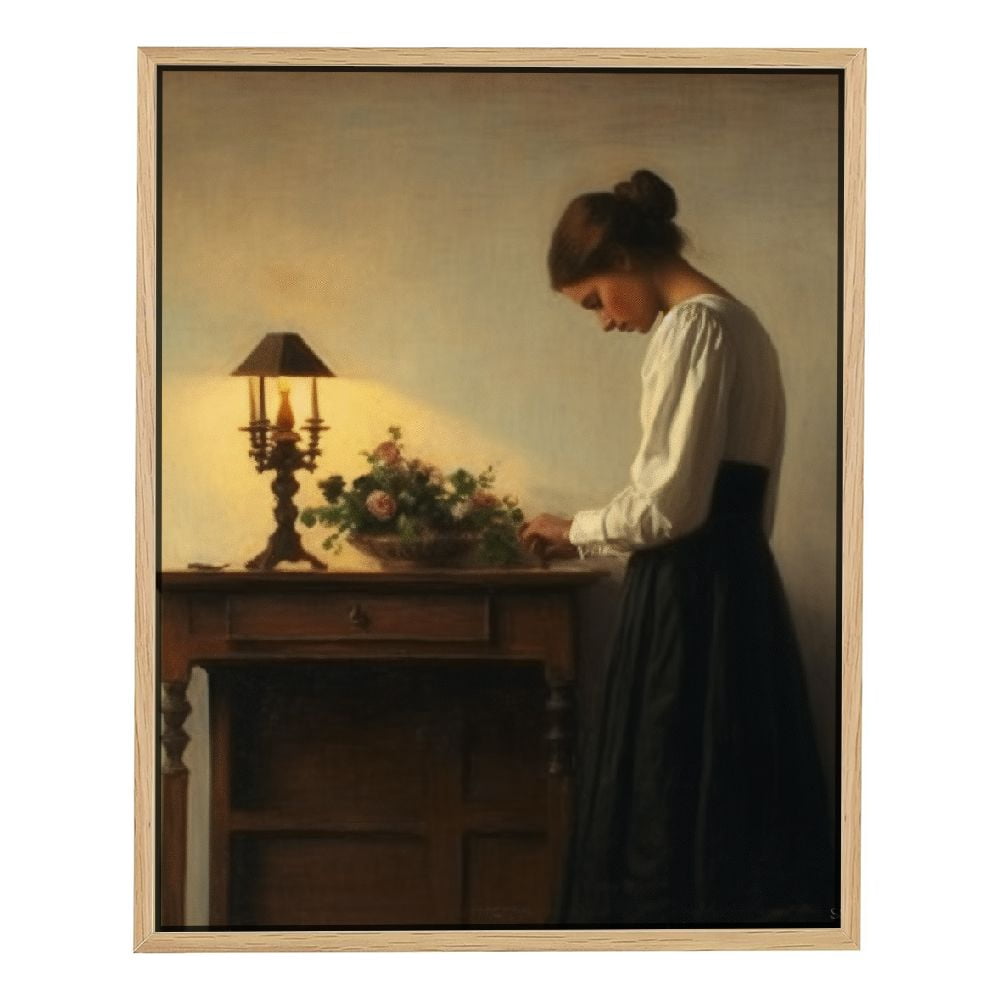 ONETECH Vintage Framed Canvas Wall Art, Woman Reading Portrait Wall ...