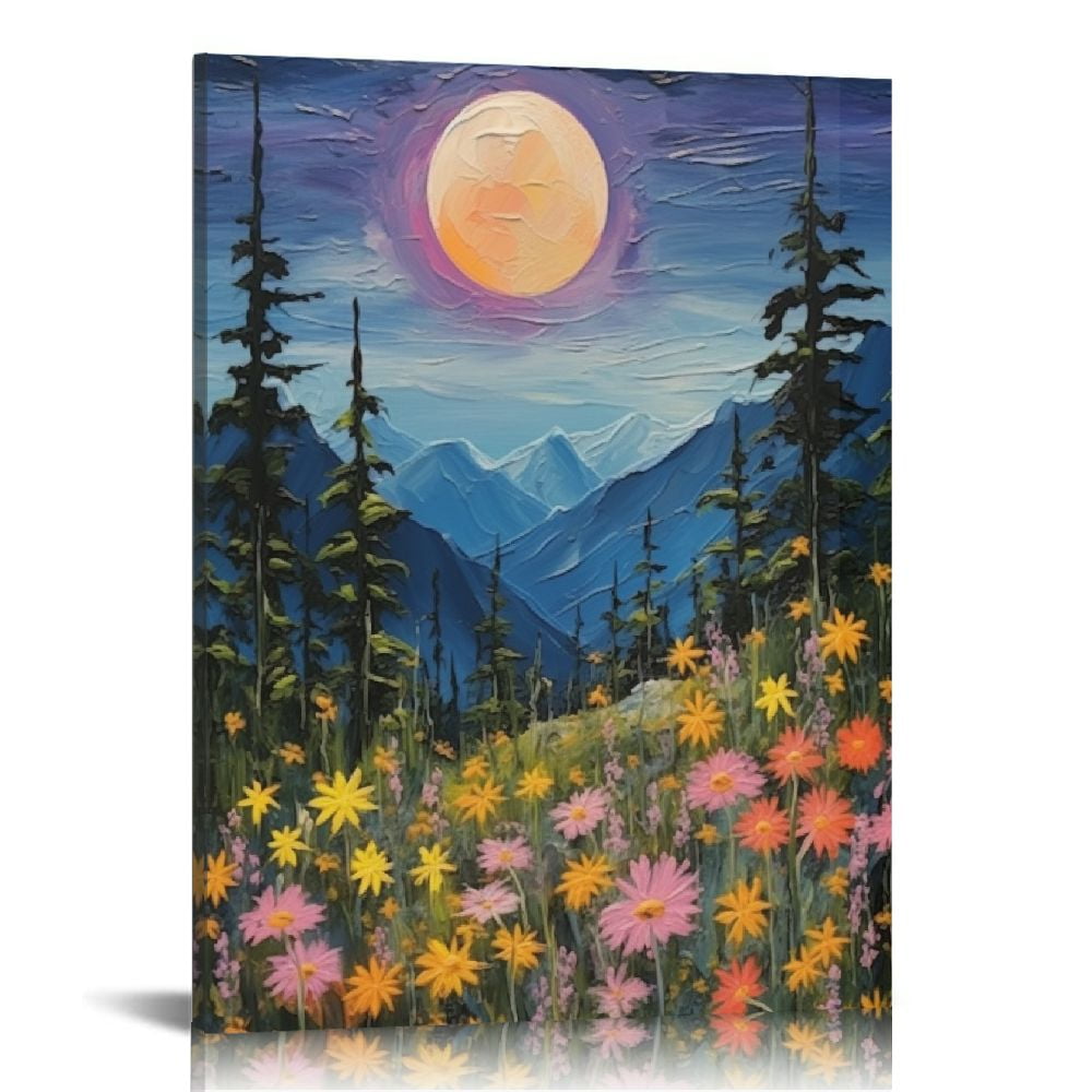 Mystical Full Moon Woodland Canvas Print, 12x16 Inch