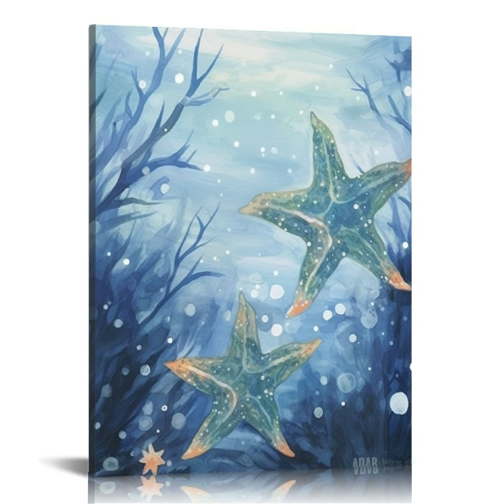 Vintage Ocean Beach Summer Starfish Canvas Wall Art Prints