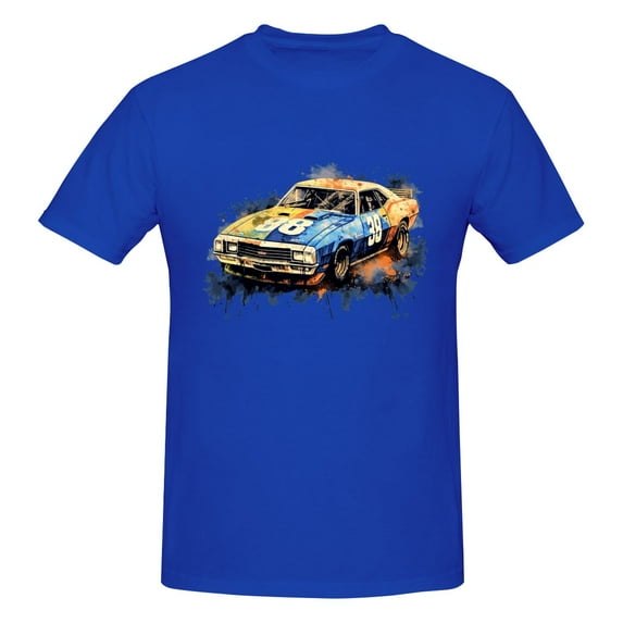 ONETECH Vintage Racing Mens Graphic T Shirt 100% Cotton Round Neck Tee Blue