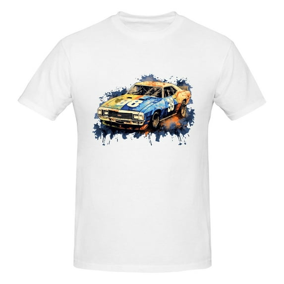 ONETECH Vintage Racing Mens Graphic T Shirt 100% Cotton Round Neck Tee White