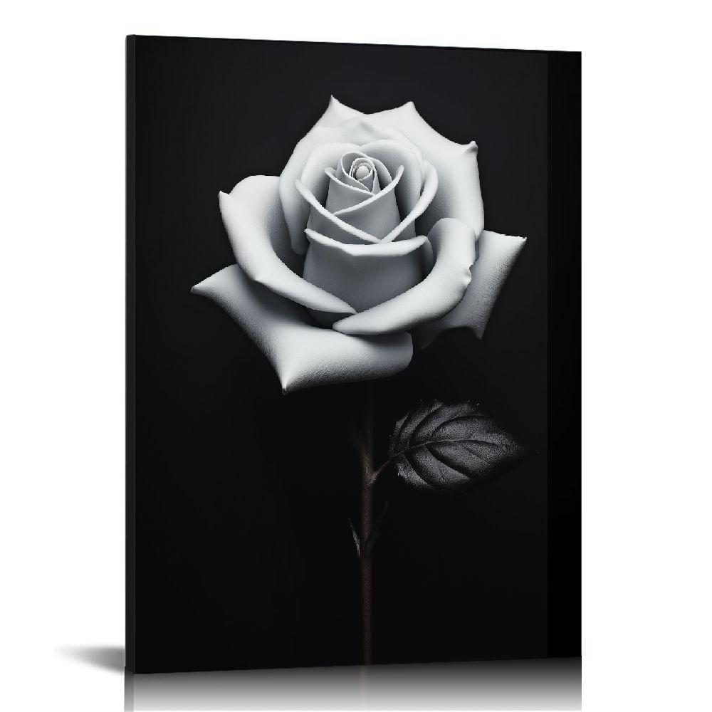ONETECH Vintage Rose Canvas Wall Art, Retro Black And White Rose Flower ...
