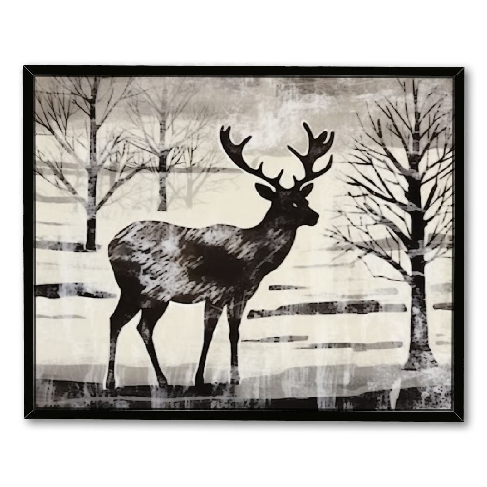 Vintage Rustic Deer Canvas Wall Art Animal Framed Wall Decor