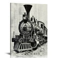 thumbnail image 1 of ONETECH Vintage Steam Train Locomotive Transport Railroad Railway Trip Dictionary Art Canvas Wall Art Prints Artwork Signs Framed for Home Bedroom Living Room Office Decor,Train Lovers Gift, 1 of 5