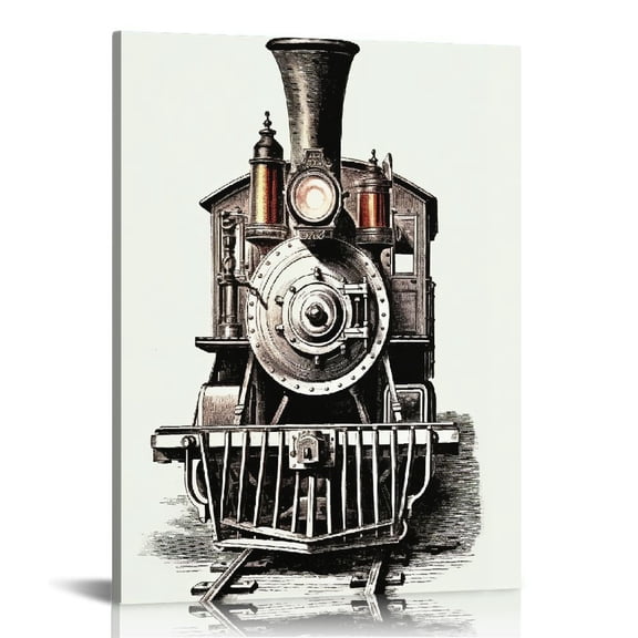 ONETECH Vintage Steam Train Locomotive Transport Trip Wall Art Prints Artwork Decor for Transportation Themed Canvas Wall Art Prints, Bathroom Bedroom Living Room Home Decorations,