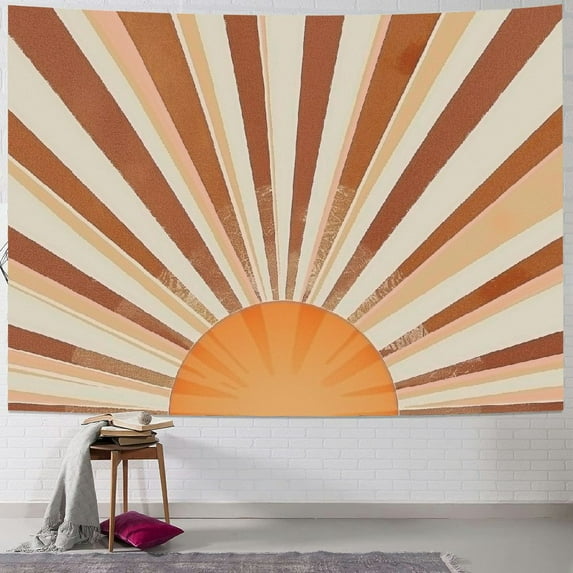 ONETECH Vintage Sun Tapestry Retro Boho Sunset Tapestries for Bedroom Aesthetic Classroom Tapastry's Wall Hanging Abstract Rainbow Wall Tapestry for Living Room Dorm