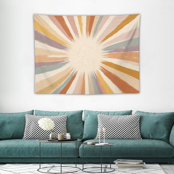 ONETECH Vintage Sun Wall Tapestry Rainbow Sunrise Wall Hanging Vintage Tapestry Wall Decor Sunset Abstract Wall Print Sunset Tapestry Shining Sun Wall Decor for Living Room Nursery Bedroom
