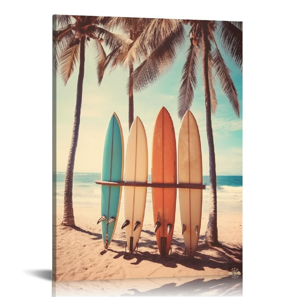 ONETECH Vintage Surf Poster Prints Surfboard on The Summer Canvas