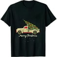thumbnail image 1 of ONETECH Vintage Wagon Red Truck Christmas Tree Pajama Family Xmas T-Shirt, 1 of 3