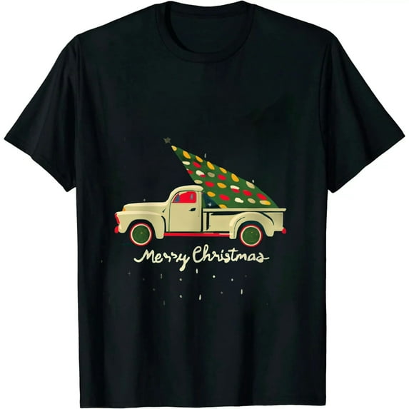 ONETECH Vintage Wagon Red Truck Christmas Tree Pajama Family Xmas T-Shirt