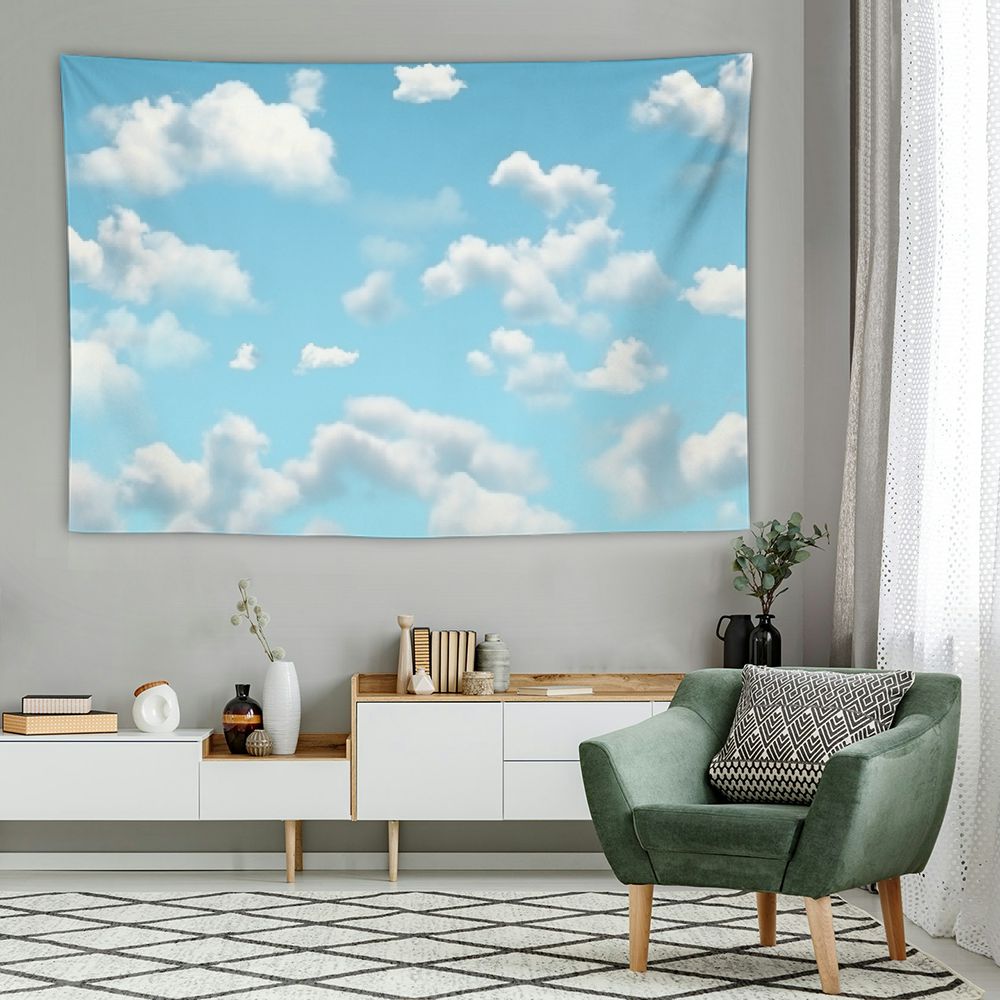 Blue Sky And White Cloud Round Birthday Backdrop Kit