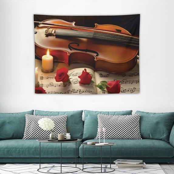 ONETECH Violin Sheet Music Tapestry Wall Hanging for Living Room Tapestry for Bedroom Home Decor Tapestries Wall Art Hanging Wall Blanket Wall Hanging Decor for Party Supplies