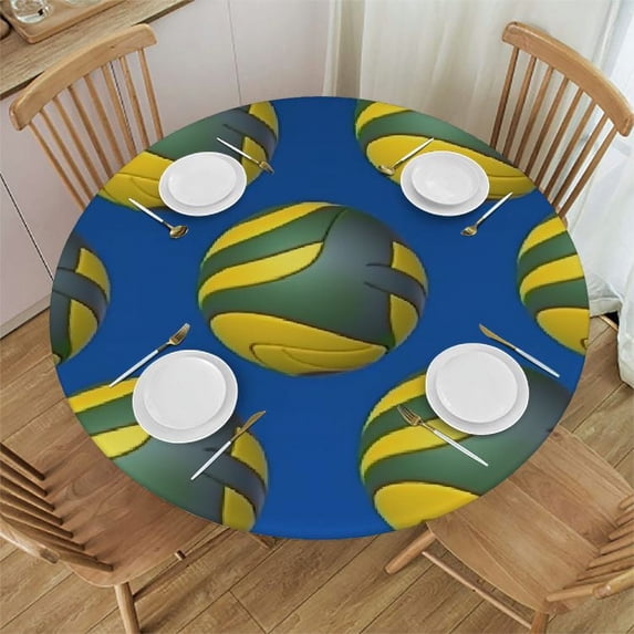 ONETECH Volleyball Pattern Tablecloth Round Party Decoration Table Cover for Holiday Home Decor Family Picnic Dining