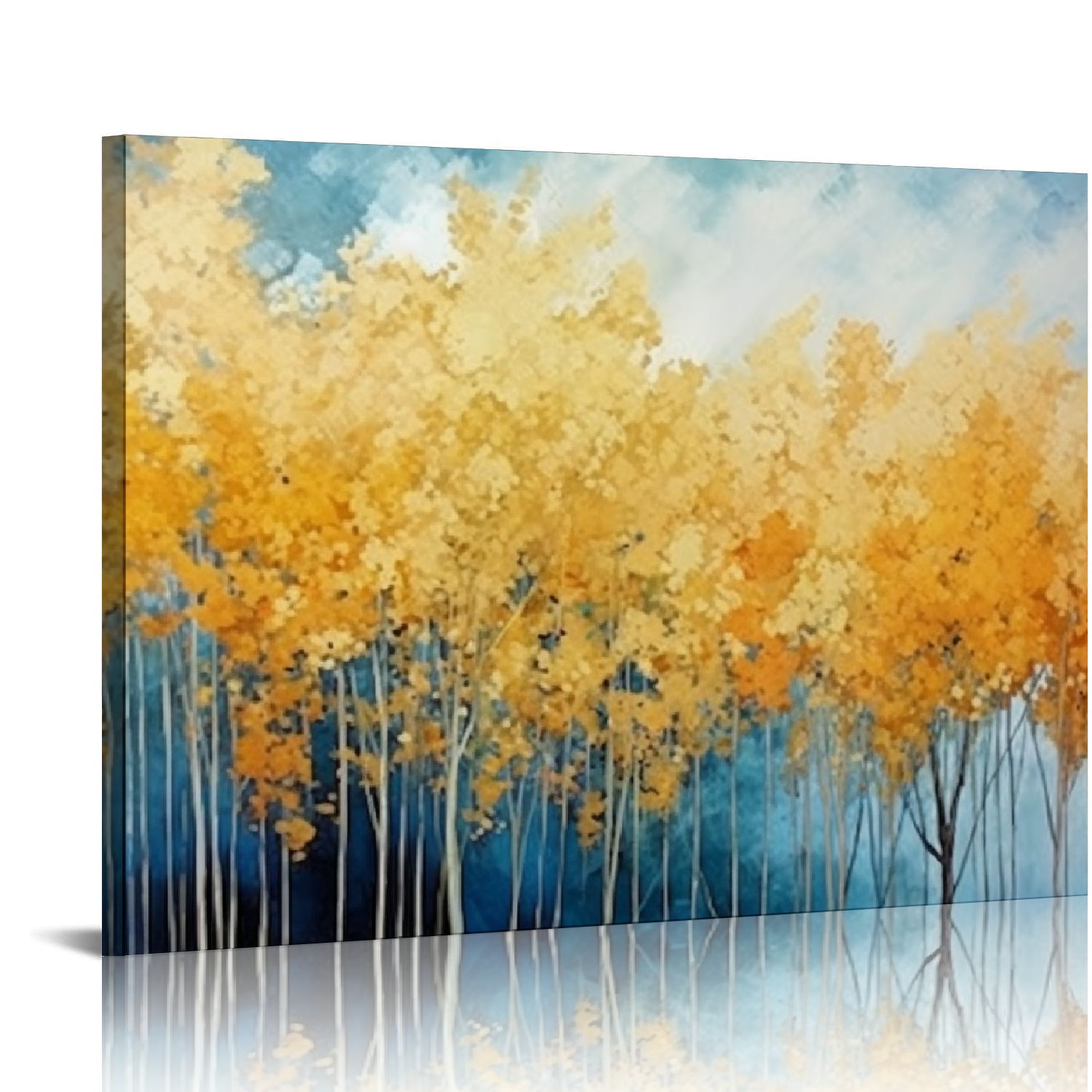 ONETECH WKFC2662 Canvas Wall Art Abstract Golden Forest Painting Modern ...