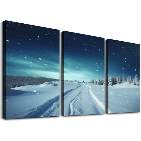 ONETECH Wall Art Paintings Winter Time Canvas Art Print wall Poster Artwork for living Room Bedroom Wall Decor and Home Decor 12''x16''X3 Panels