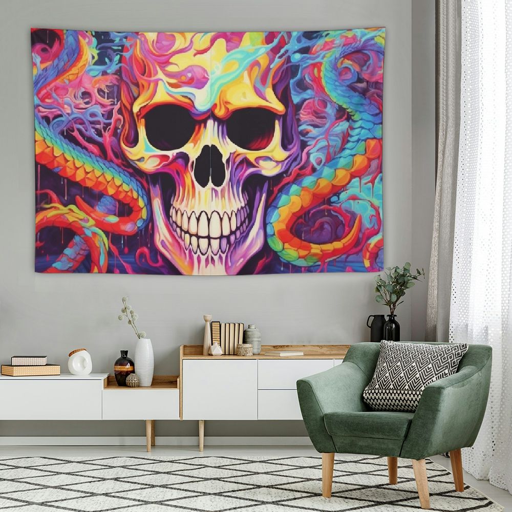ONETECH Weird Skull Tapestry Hippie Snake Tapestry Horror Skeleton Tapestry Gothic Tapestry Aesthetic Tapestry Wall Hanging for Room Walmart