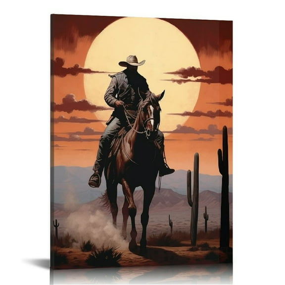 ONETECH Western Cowboys Print, Vintage Cowboy Decor, Cowboy Western Wall Decor for Bedroom, Western Pictures Cowboy Art Prints, Rustic Rodeo Wall Art, Cowgirl Room Decor for Home,Modern,Wall