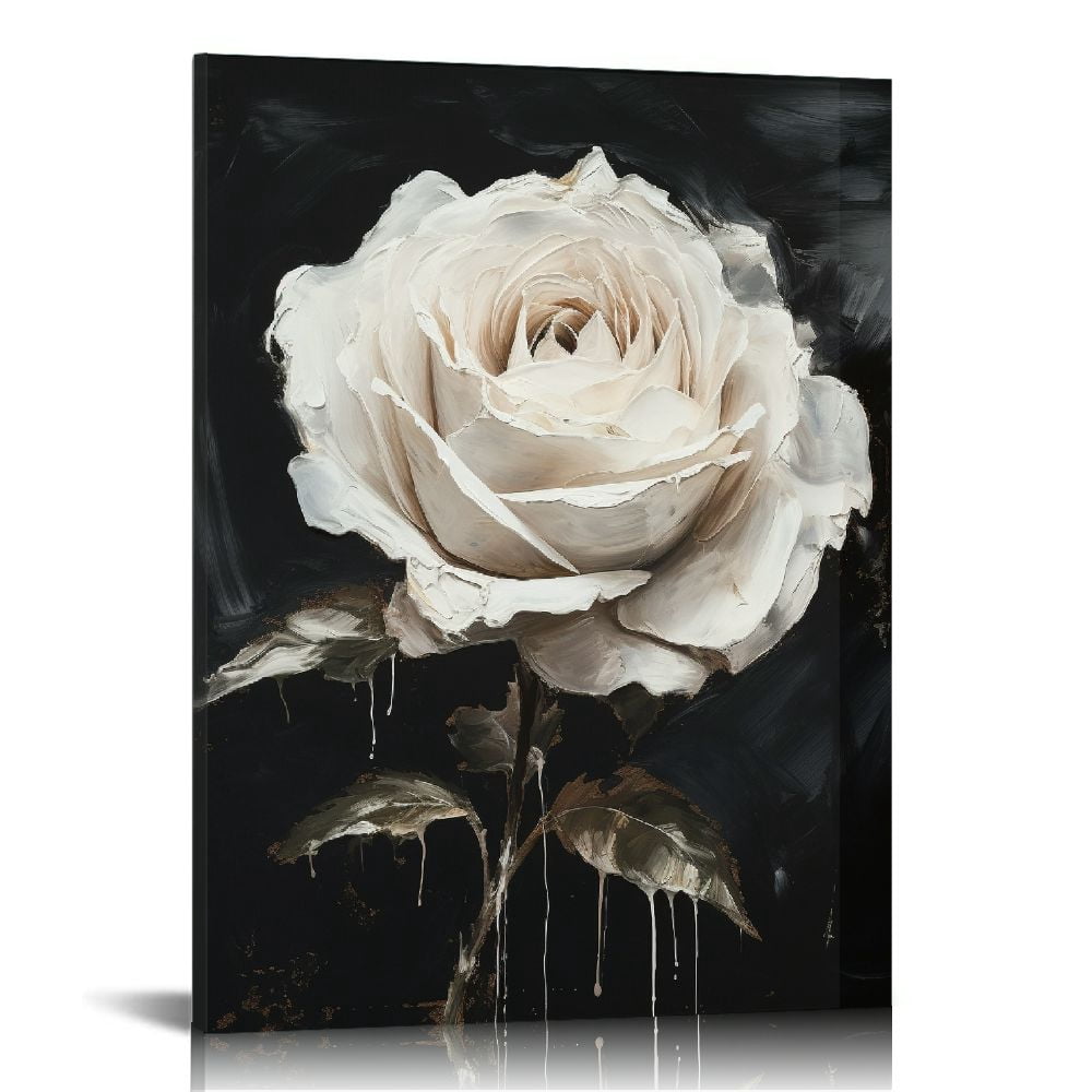 ONETECH White Flower Wall Art Blooming Floral Canvas Wall Decor ...