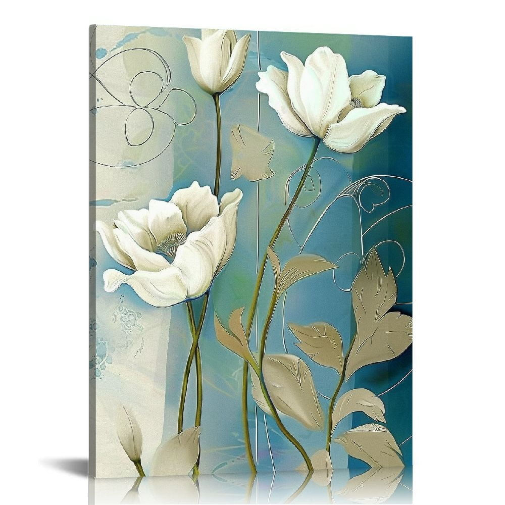 White Tulips Wall Art Canvas Poster Flower Print Painting for