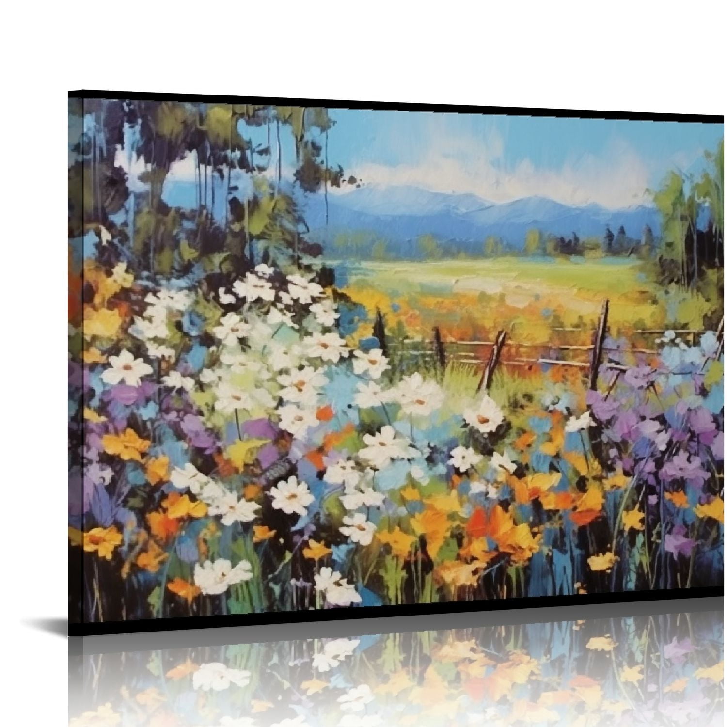 ONETECH Wildflowers Daisy Canvas Wall Art Colorful Flower Painting ...