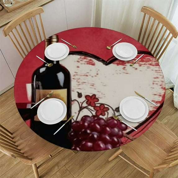 ONETECH  Wine Pattern Tablecloth,,Stain Resistant Reusable Washable Print Table Cover,for Kitchen Indoor Outdoor Events Party Decor (Black Coral Pink)