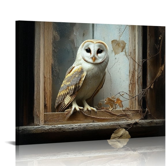 ONETECH Winter Owl Vintage Canvas Wall Art, Dark Academia Gothic Snowy Owl Print Artwork Poster Wall Decor, Wall Art, Decor Canvas 20x16in