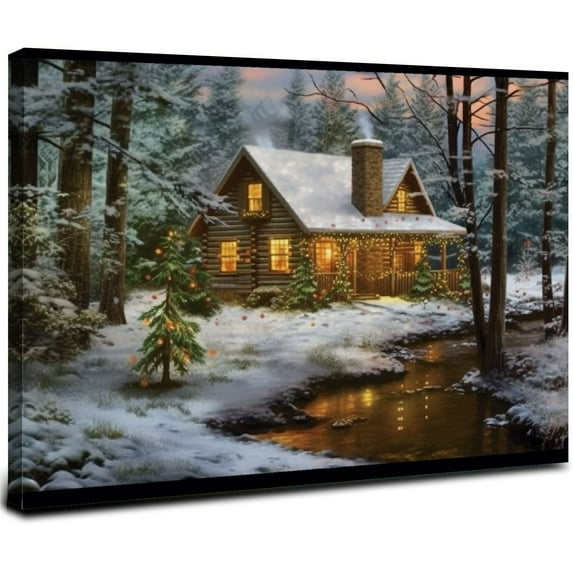 ONETECH Winter Snow Home Lighted Canvas Wall Art Print With Timer | LED Canvas Wall Art Print Designs | Modern Artwork for Living Room Decor Gift 16x12inch