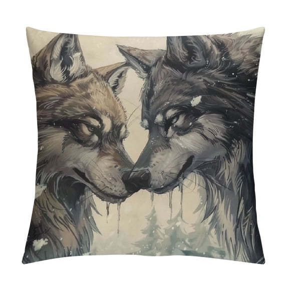 FUMJ Wolves Couple Design Pillow Cases Howling Wildlife Wolf Pillow Covers Zippered Pillow Case Throw Pillow Covers for Bed Decor