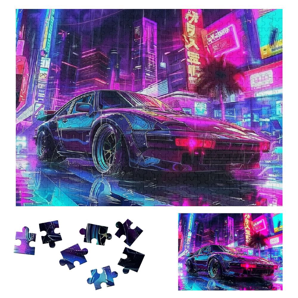 ONETECH Wooden Jigsaw Puzzle for Adults and Kids - Neon Lights Puzzle ...