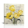 thumbnail image 1 of ONETECH Yellow Gray Wall Art Canvas Flowers Birds Wall Decor for Living Room Bathroom Abstract Modern Floral Large Posters Print Artwork Framed Hang Pictures for Home Decorations, 1 of 4