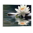 thumbnail image 1 of ONETECH Zen Canvas Wall Art White Lotus and Black Zen Stones Bloom in Water Picture Prints for Yoga Spa Meditation Spiritual Room Bathroom Decor 20"x16", 1 of 3