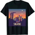thumbnail image 1 of ONETECH singapore City Retro Vintage Sunset Skyline Singapore T-Shirt, 1 of 3