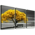thumbnail image 1 of ONETECH wall art for living room Decorations Photo Prints - panoramic black and white with yellow trees The moon scenery - Modern Home Decor The room Stretched and Framed Ready to 12''x16''X3 Panels, 1 of 4