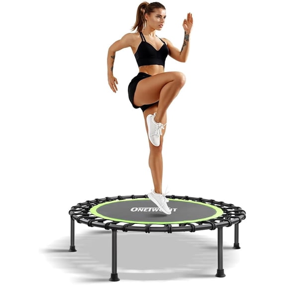 ONETWOFIT 42" Rebounder Trampoline for Adults, Silent Mini Trampoline Indoor Exercise Fitness Trampoline Bungee Rebounder Workout