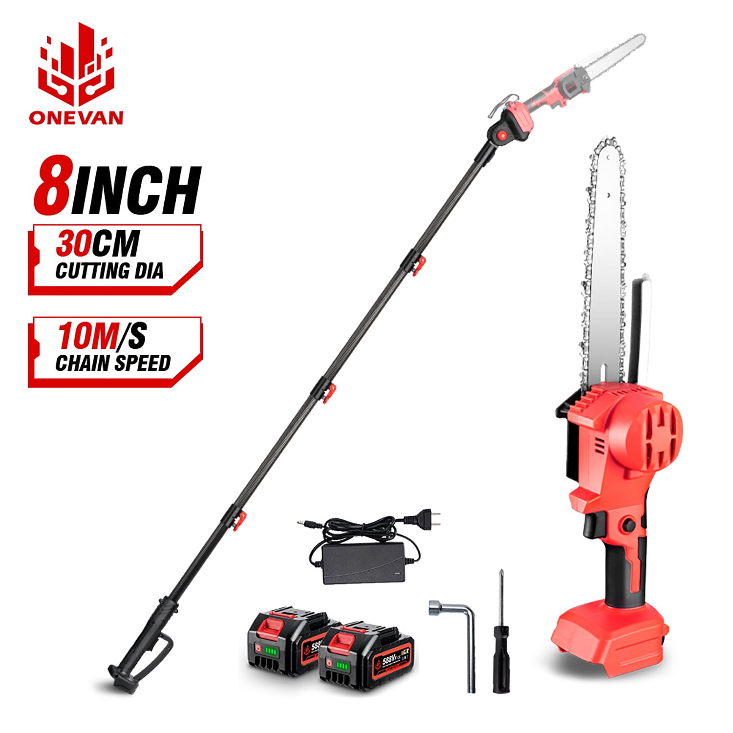 ONEVAN 2 in 1 Mini Chainsaw Cordless Pole Saw 8 inch Pruning Combo Handheld Garden Saw for Tree Trimming Walmart