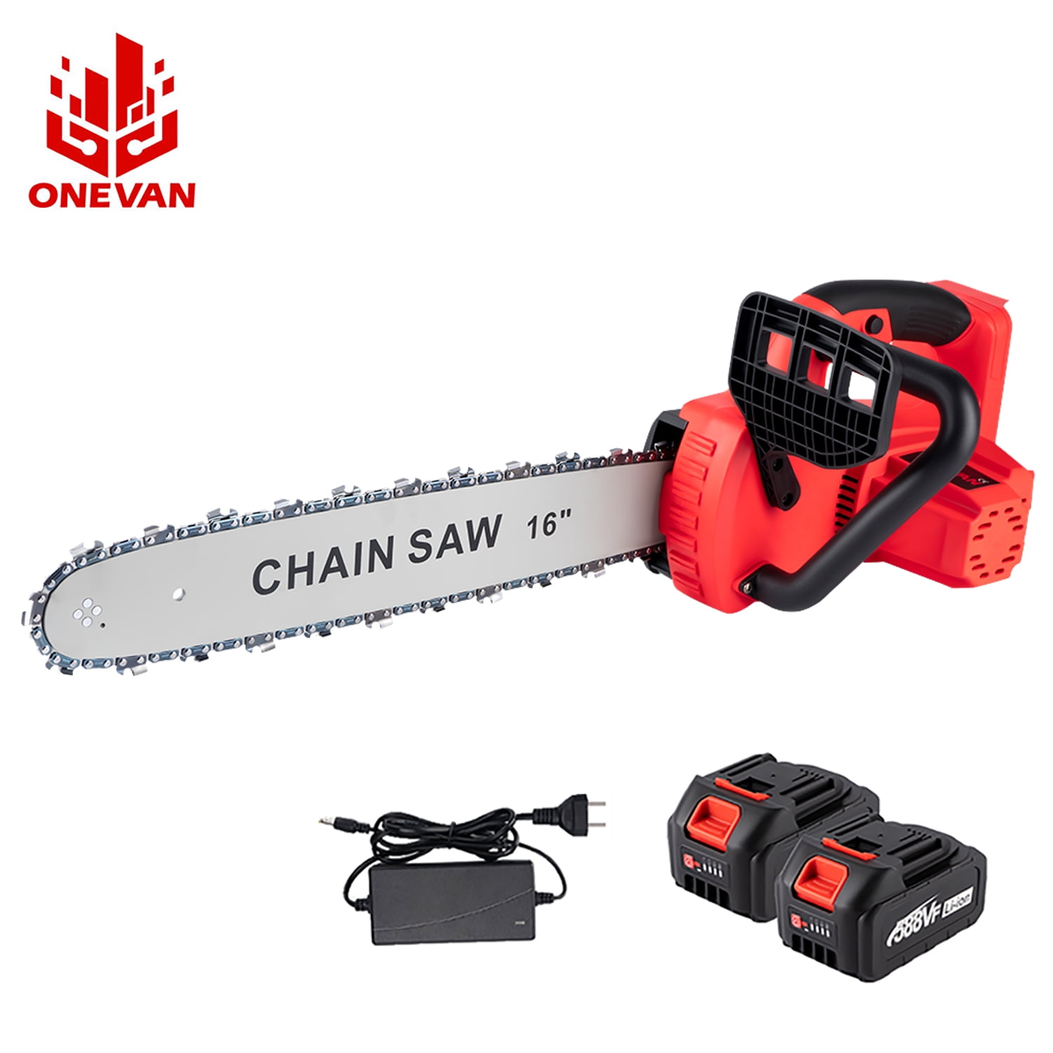 ONEVAN Cordless Chainsaw, 16 inch Brushless Chain Saw Battery Powered