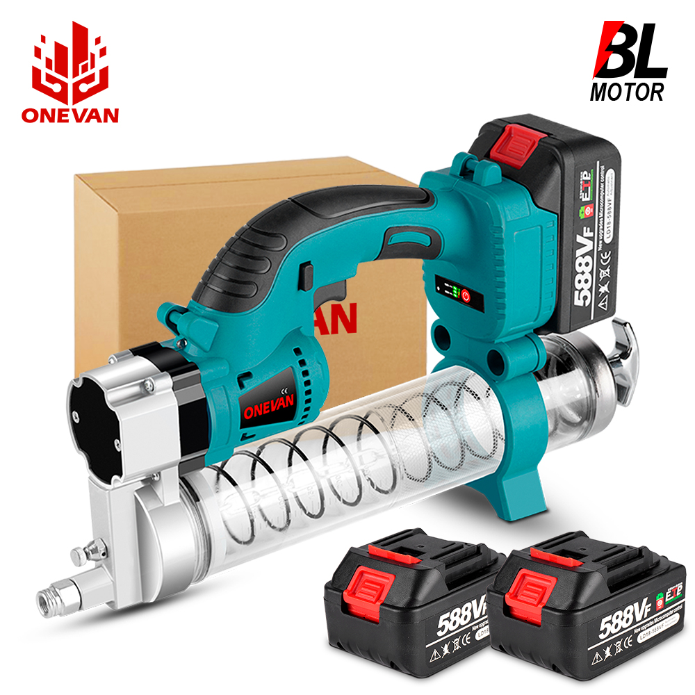 ONEVAN Cordless Grease Gun Machine, Car Lubricating Oil Refuelling Car Tool Set, Cordless Grease Gun with 2PCS Battery