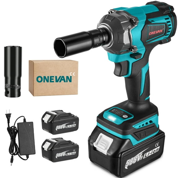 ONEVAN Cordless Impact Wrench 1/2 inch, 20V Brushless Power Impact Wrench with 3.0Ah Battery, Max Torque 515 ft-lbs (700N.m) for Home Car