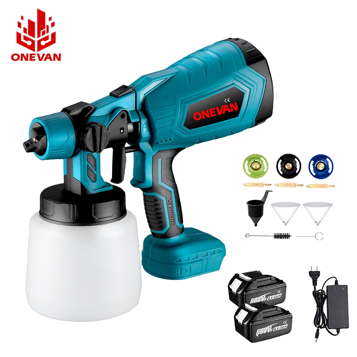 ONEVAN Cordless Paint Sprayer, Electric Paint Sprayer 1000ml, Battery