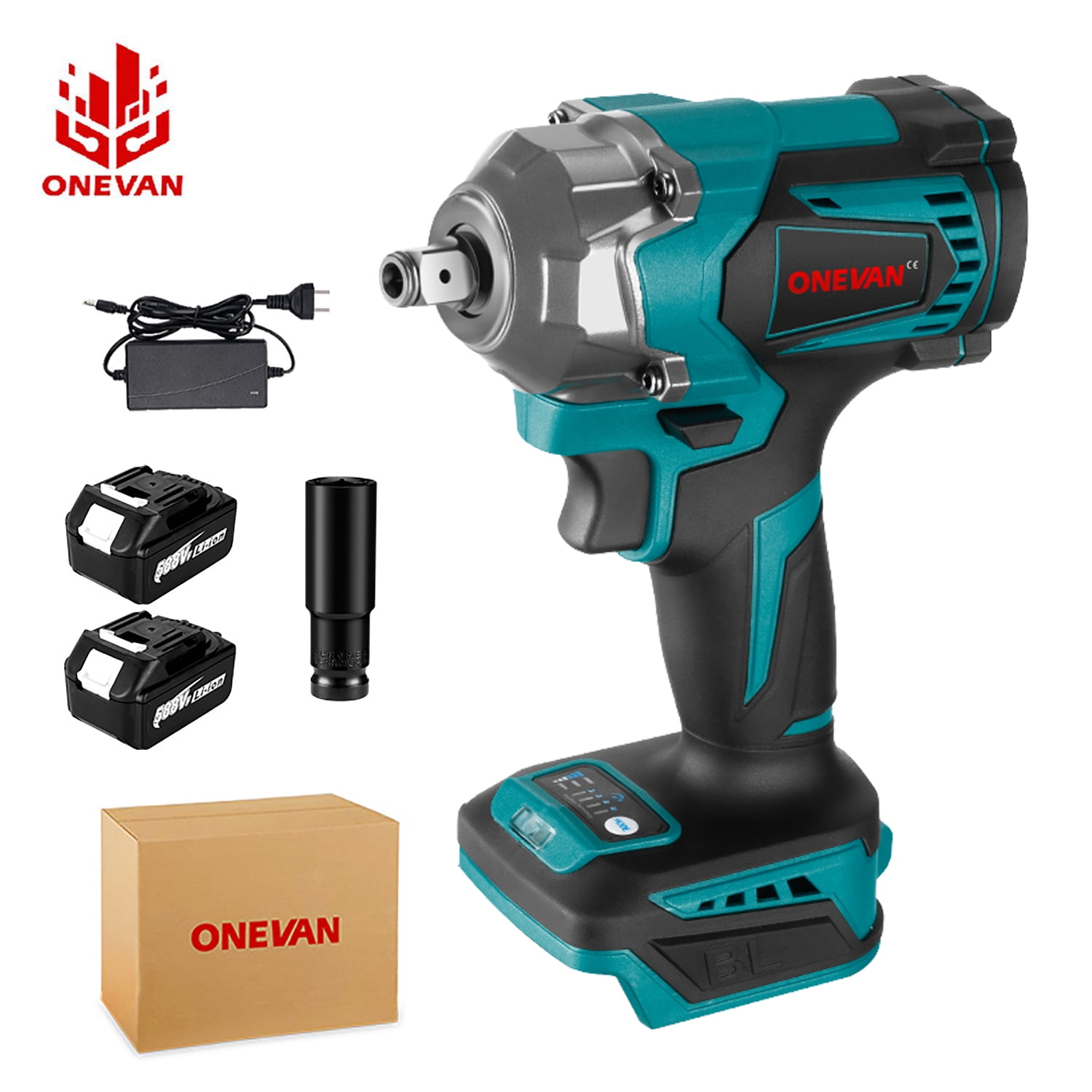 ONEVAN Impact Wrench 1/2 inch, 20V Cordless Power Impact Wrenches with